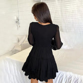 leapord halloween outfit Autumn Style Elegant Sexy Slim-Fit Slimming Lace-up V-neck Dress Female