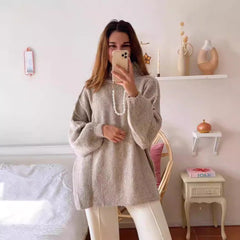 2000s fashion Women's Spring and Autumn New Elegant round Neck Simple Fashion Style Thin Sweater