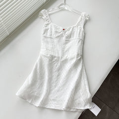 dress to impress New Slimming American Hot Girl a Version Tight Waist Lace Edge Ultra Short off-Shoulder Sheath Dress Female