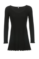 BXOXO - Round Neck Long Sleeve Lacework Hem Dress