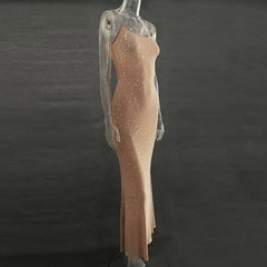 Bxoxo Elegant Sequin Female Maxi Dress Fashion Glitter High Waist Bodycon Sexy Diamond Backless Birthday Evening Outfits