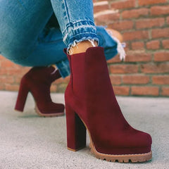 BXOXO Women Shoes Ankle Boots Woman Sexy High Heels Pattern Chunky Heel Shoes Ladies Female Open Toe Women's Sude Boots