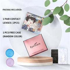 BXOXO 1pair Colored Contact Lenses for Eyes Fashion Blue Lenses Brown Pupils Cosmetic Contacts Yearly Korean Color Contact