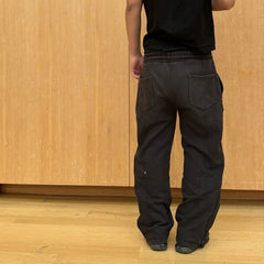 Bxoxo Black American Style Pants Hip-hop Drawstring Elastic Waist Sweatpants Baggy Solid Casual Harajuku Streetwear Trend