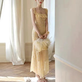 Bxoxo Mid-Summer High-Definition Printed Maxi Dress Sleeveless Polo Collar Empire Waist A- Line Gown for Women Chinese Brand