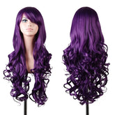 BXOXO Halloween Witch Costume 32 inch Wavy Curly Cosplay Wig Dark Purple Purple Cosplay Wig for Women Girl Halloween Cosplay Party