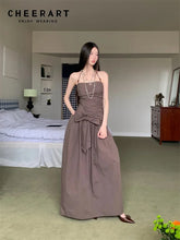 Bxoxo Ruched Backless Halter Maxi Dress For Woman Summer 2025 Tunic Ball Gown Strapless Long Dress Elegant Party Clothes