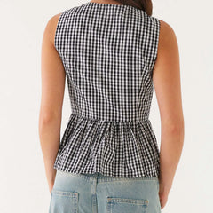 BXOXO Women Y2k Babydoll Tank Top Vintage Tie Side Plaid Sleeveless Peplum Cami Top Summer Going Out Crop Top Streetwear