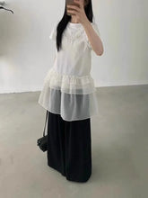 Bxoxo Korean Style Lace Tank Tops Women Y2k Fairycore White Ruffle Sleeveless Dress See-through Aesthetic Kpop Mesh Dress