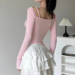 BXOXO - Sweet Coquette Lace Trim Top