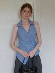 Bxoxo Sexy V Neck Slim Striped Tanks Women Vintage Sleeveless Irregular Tees American Retro Casual Summer Female Elegant New Tops