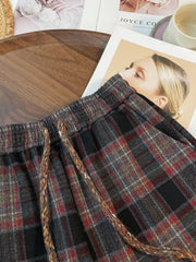 Bxoxo Retro Streetwear Plaid Pants Women Lace Up Loose Hip Hop Straight Trousers High Waist Casual Vintage Harajuku Bf Wide Leg Pant