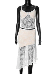 BXOXO Lace Sexy Two Piece Sets Women Lace Halter Cropped Tops And Skirt Ladies Print Contrast Color Club Party 2 Piece Sets