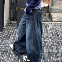 Bxoxo Y2k Letter Embroidery Washed Women Jeans Vintage Harajuku Wide Leg Denim Pants Baggy Gyaru Scimitar Trousers Streetwear