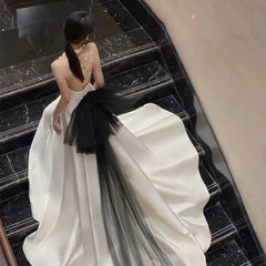 BXOXO Customized Luxury White Halter Collar Evening Dress High-Grade Halter Light Trailing Satin Elegant Annual Meeting Evening Dress