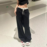 Bxoxo Black Lace Women Casual Pants High Waist Baggy Sweatpants Korean Fashion Harajuku Autunm Oversized Trousers Vintage