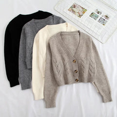 Bxoxo Short style high-waisted slim plastic sweater women spring new single-breasted knitted cardigan twist small jacket