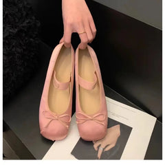 BXOXO Mary Jane Shoes Women's Shoes Round Toe Plus Size Women's Shoes Bow Silk Satin Ballet Flats Spring/Autumn Flats Women Shoes