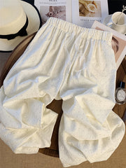 Bxoxo Chic Diamond Wide Leg Pant Elegant Women Loose High Waist Fashion Trousers Casual Korean Lace Up Female Sweet Pants Summer