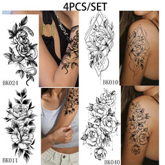 BXOXO Temporary Rose Flower Skin Tattoo Stickers Removable Blossom Flase Tattoos for Apart arm and shoulder Neck Back Flower Tattoos
