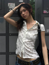 Bxoxo Korean Style Shirt And Blouse Polka Dots Short Sleeve Casual Shirt Y2k Japanese 2000s Retro Shirt Vintage Tops Outfit
