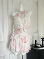 BXOXO Floral Party Dress Women 2024 Summer Vintage Sleeveless Vacation Mini Dress Female French Fairy Elegant Dress Korean Chic