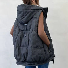 BXOXO Short Sleeveless Puffer Vest Autumn Winter Coat Hooded Vest Down Cotton Waistcoat Thick Warm Pockets Korean Luxury Brand Vests
