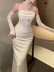 Bxoxo Sexy Women Bodycon Casual Solid Slim Long Dress Spaghetti Strap Vintage Elegant Party Prom Dresses Female Clothes Robe Vestidos