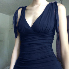 Bxoxo Elegant Ladies Solid Tank Top Vintage 2000s Folds V-neck Sleeveless Skinny Knitted Crop Tops Women Casual Summer Tees y2k