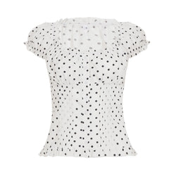 Bxoxo y2k Tops for Women Aesthetic Clothes Striped/Dot Shirts Bubble Short Sleeve Button Down T Shirts Vest 2000s Streetwear