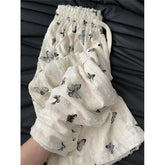 Bxoxo High Waist Wide Leg Pants Women Summer Loose Butterfly Print Female Casual Pants Y2K Korean Drawstring Floor Length Trousers