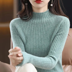 Bxoxo Women Half Turtleneck Knit Sweater Autumn Casual Simple Basic Slim Pullovers Solid All Match Warm Long Sleeve Jumper Mujer