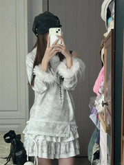 BXOXO Fashion Punk Slash Neck Print T-shirts Spring Autumn New Mid-length Tops Women Y2k Grunge Long Sleeve Street Tee Shirt