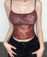 BXOXO Vintage Grunge Fairycore Floral Camis Y2K Aesthetic Print Crop Corset Top 2000s Tank Tops Korean Sexy coquette Outfits