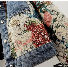Bxoxo Spring Autumn New Printing Short Denim Jacket Women Fashion Loose Leisure Coat Patchwork Button Vintage Outerwear Female