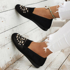 BXOXO Leopard Prints Knitted Loafers Women Breathable Mesh Shallow Flats Shoes Woman Lightweight Casual Slip-On Walking Shoes