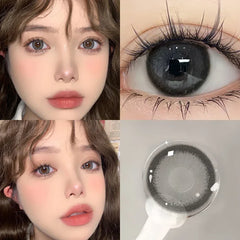 BXOXO 1Pair Myopia Colour Contacts Lenses Circular Natural Gray Blue Eye Lenses Beauty Pupil Black Eyes