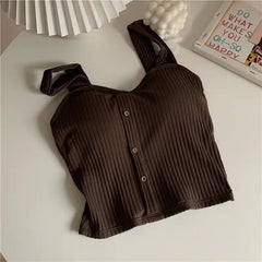 Bxoxo Women Summer Elastic Tank Top Crop Camisole Sleeveless T Shirt Spaghetti Vest Knitted Camis Female Vest Tops White Black