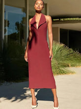 BXOXO Halter Deep V Neck Sleeveless Sexy Maxi Dress For Women Elegant Backless Bodycon Tank Dress Femme Fashion Long Dress