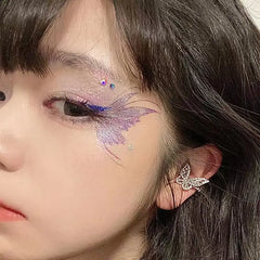 BXOXO Fairy Butterfly Wings Shiny Tattoo Sticker Waterproof Eyes Face Hand Body Art Fake Tattoos For Women Makeup Dance Music Festival