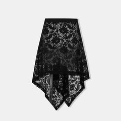 Bxoxo Sexy Lace Black Skirts for Women See Through Vintage Boho Short Skirts Tulle Elegant Irregular Y2k Skirt Aesthetics