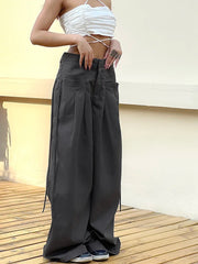 Bxoxo Casual Wide Leg Pants Women High Waist Street Basic Loose Sweat Trousers Korean Retro Gray Office Y2K Lady Pants