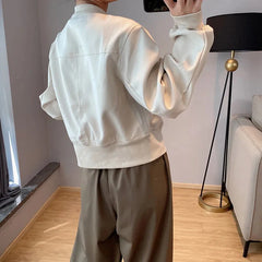 Bxoxo Streetwear Crop Jacket for Women Y2K Autumn Loose Long Sleeve Zipper Baseball Uniform Coat Korean Fashion All Match Outerwears