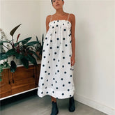 BXOXO Y2k Polka Dot Smocked Tiered Maxi Dress Bow Tie Shoulder Boho Midi Sun Dress Casual Beach Long Dresses for Women
