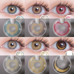 BXOXO 1pair Colored Contact Lenses for Eyes Fashion Blue Lenses Brown Pupils Cosmetic Contacts Yearly Korean Color Contact
