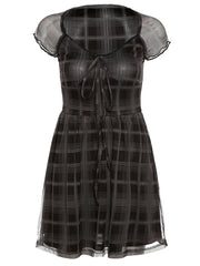 BXOXO Lattice Pattern A-Line Short Sleeve Mini Dress For Womens Clothes Summer Casual Stretch Comfortable Lady Streetwear