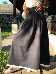 Bxoxo Korean Style White Skirts Women Elegant Harajuku Black Long Skirts Vintage Fashion Casual Basic Midi Skirt Streetwear