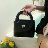 BXOXO Korean Style Vintage Handbag Solid Color Pu Leather Heart Lock Shoulder Bag 2023 Summer New Classic Fashion Crossbody Bag