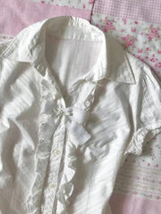 BXOXO Y2k Tops T shirt 90s Vintage Clothes Women White Punk Slim Bow Aesthetic Lace Harajuku Girl Tees Crop Top Femme Short Sleeve Tee