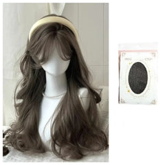 BXOXO Synthetic Wigs Fluffy Natural Long Curly Hair Headband Style Wig Daily Versatile Menthol Brown Wig